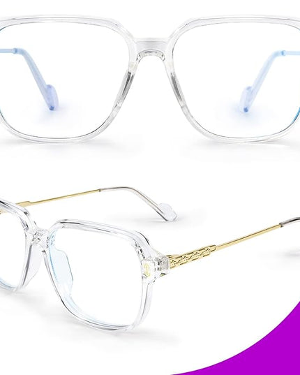 VISOONE 2 Pack Oversized Blue Light Blocking Glasses with Chic Square TR90 Frame and Metal Temple for Women Men REMY