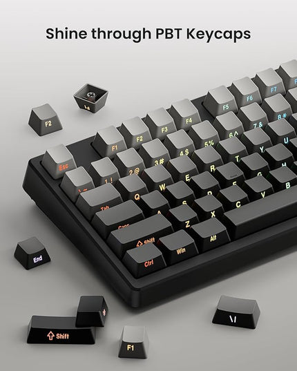 Wireless Mechanical Keyboard,Gasket Mounted Creamy Sound,Bluetooth/2.4GHz/USB-C,Side Printed PBT Keycaps with RGB Backlit, Hot Swappable,75% Compact Layout for Gaming/Typing/Win/Mac/PC(Gradient Gray)