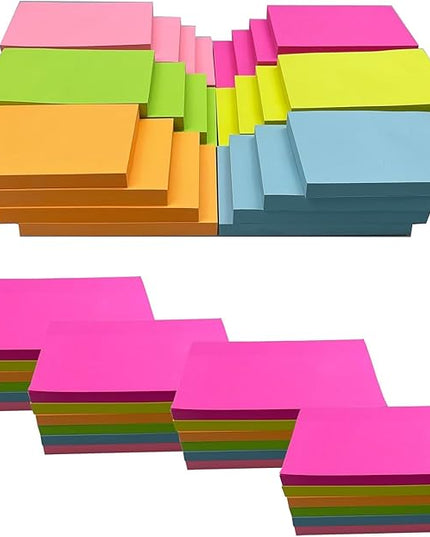 1920 Sheets 3 in x 5 in Large Sticky Notes, 76 x 127 mm 6 Pads Assorted Self-Stick Pads for Notebook,Office,School and Home,80 Sheets/Pad (24 Pads Brillant)