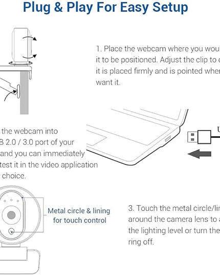 NexiGo N680E 1080P Webcam with Ring Light, Privacy Cover and Dual Microphone, Advanced Auto-Focus, Adjustable Brightness, Streaming Web Camera for Zoom Skype Facetime, PC Mac Laptop Desktop