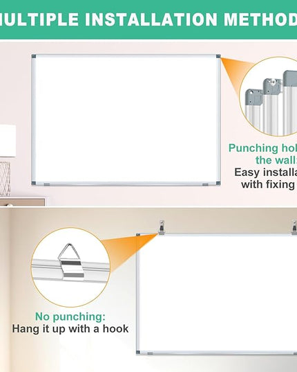 H-Qprobd 3' x 2' Magnetic Whiteboard Large Dry Erase White Board 36"x24" Aluminum Presentation Whiteboard with Long Pen Tray, 6 Markers, 2 Erasers &12 Magnets