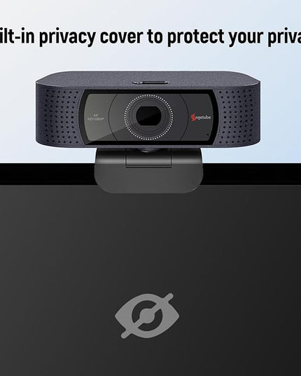 Angetube 1080P HD Webcam with Microphone, Computer Camera, 2 Mics, USB Type-A & A-to-C Adapter, Plug & Play USB PC Camera for Laptop, Web Cam for Online Calling, Zoom/Teams/Facetime, 2025 Version