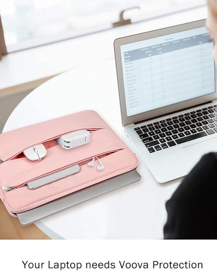 Voova 15.6 16 Inch Laptop Sleeve Case Compatible with MacBook Pro 16 M1/M2/M3/M4 Max 2019-2025, 15.6-16” Hp Lenovo Acer Asus, Waterproof Slim Computer Bag Cover with Handle, Pink