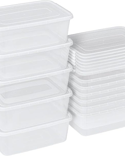 12 Packs Plastic Latch Containers with Lid, Clear Plastic Storage Box, 16 L