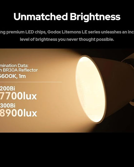 Godox Litemons LE300Bi COB Led Video Light,320W Power,2800-6500K CCT,58900 Lux@1m,Bowens Accessory Mount,Wired DMX/RDM,Bluetooth for Studio Photography Video Recording Live Streaming (White)