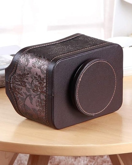 Arniche PU Leather Remote Control Organizer with 360° Spinning Design,Desk Organizer for TV Remote,Phone,Pen,Glasse,Mail,Tablet,Calculator,Controller-Home & Office Storage Caddy (Antique Brown) ﻿