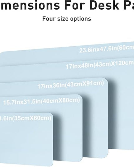 Aothia Faux Leather Desk Mat – Large Mouse Pad, Non-Slip PU Leather Blotter, Waterproof Writing Surface for Office and Home (Baby Blue, 47.2" x 23.6")