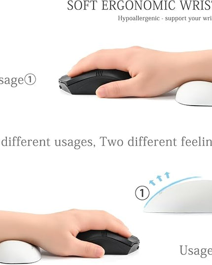 UnivoColors Design-Wave Set of Wrist Rest,Artificial Sheepskin+Memory Foam+Ergonomic+Anti-Slip Gel, Resilience Support During Work and Gaming,Keyboard Accessory,White