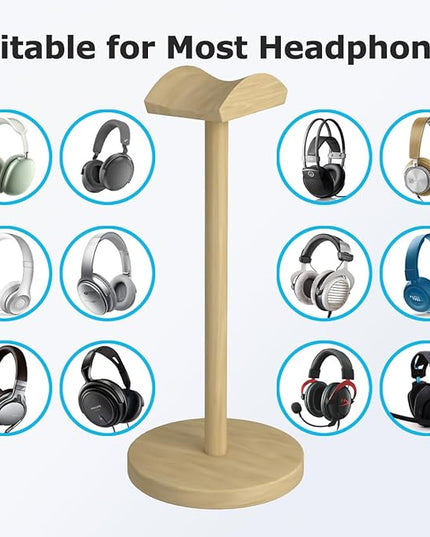 Universal Headphone for Desk Hanger Holder Organizer Keeper Racks Storage Mount Gaming Headset Stand Premium Functional Craftmanship Headset Stand (Wooden)