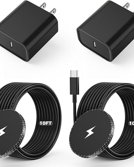 10FT Magnetic iPhone Charger[Apple MFi Certified], Apple Magsafe Wireless Charger,2Pack Magnetic Wireless Charging Pad with USB-C Charging Block for iPhone 17/17Pro/16ProMax/15/14/13/12 Series,AirPods