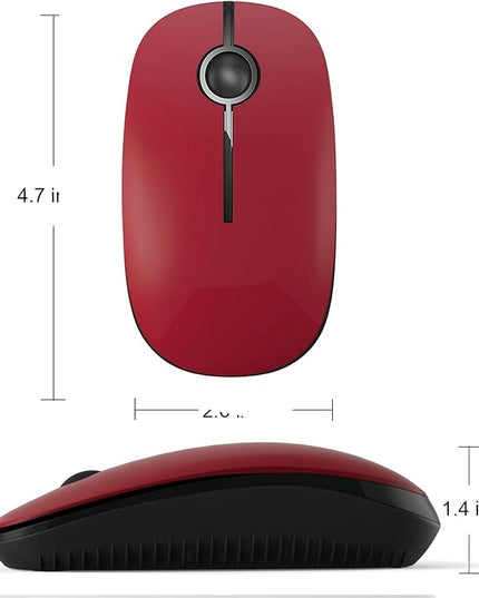 VssoPlor Wireless Mouse, 2.4G Slim Portable Computer Laptop Mouse with Nano Receiver Quiet Silent Optical Mice for Notebook, PC, Laptop, Computer-Black and Red