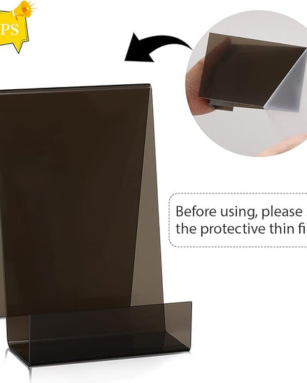 ZOEY Acrylic Book Stand with Ledge Clear Black Display Easels Plate - 5 Pack Large Book Holder Easel Stand for Display, Music Sheets, Artworks, CD, Tablet Holder