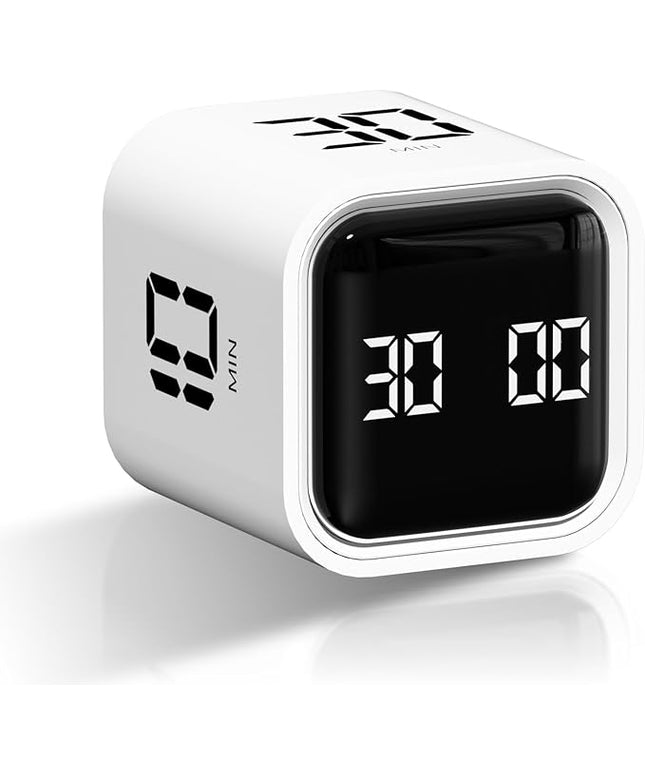 Cube Pomodoro Timer, Smart Productivity Timer 5/10/30/60 Minutes & Custom Countdown, Pause & Resume, Adjustable & Silent Visual Timer, Portable Rotation Multi Desk Timer for Study Task Work Kitchen