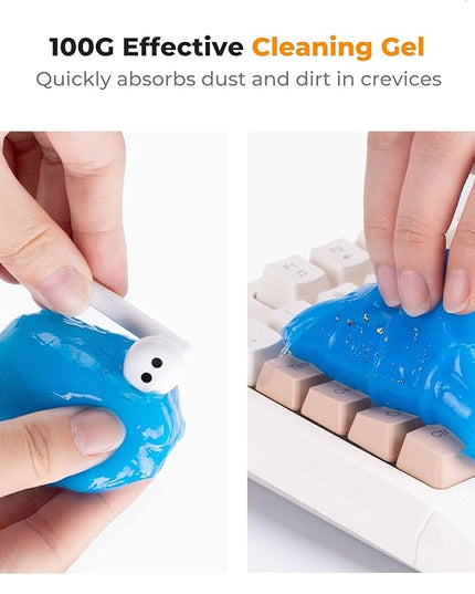 K&F CONCEPT 6-in-1 Laptop Computer Keyboard Cleaner - Screen Cleaning Kit All-in-One with Gel & Spray Solution for MacBook and Other Computers