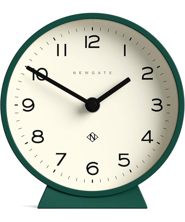 NEWGATE® M Mantel Echo Desk Clock | Modern Round Design | Eden Green | Easy to Read Numbers | Contemporary Style for Desk, Table, Shelf or Bedside