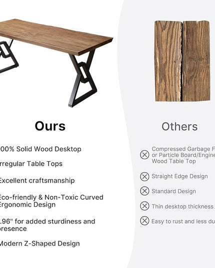 Solid Wood 55-inch Computer Desk - Large Office Desk for Home Office, Modern and Simple Design, Industrial Executive Work Table, Steady Home Office Bedroom Furniture for Study Reading Writing Dining
