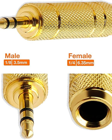 WISYIFIL 1/4 to 3.5mm Auxiliary Audio Adapter, Gold Plated, Resist Corrosion, Good Anti-Interference, Low Signal Attenuation, Durable, Male to Female Connector, 2 Pack