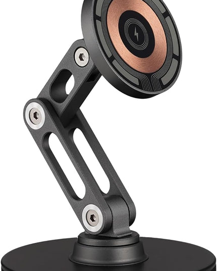ClikDock Cell Phone Magnetic Wireless Charger Stand, 360° Spin, Aluminum Construction, Compatible with MagSafe Phones for iPhone & Andriod (Space Grey)