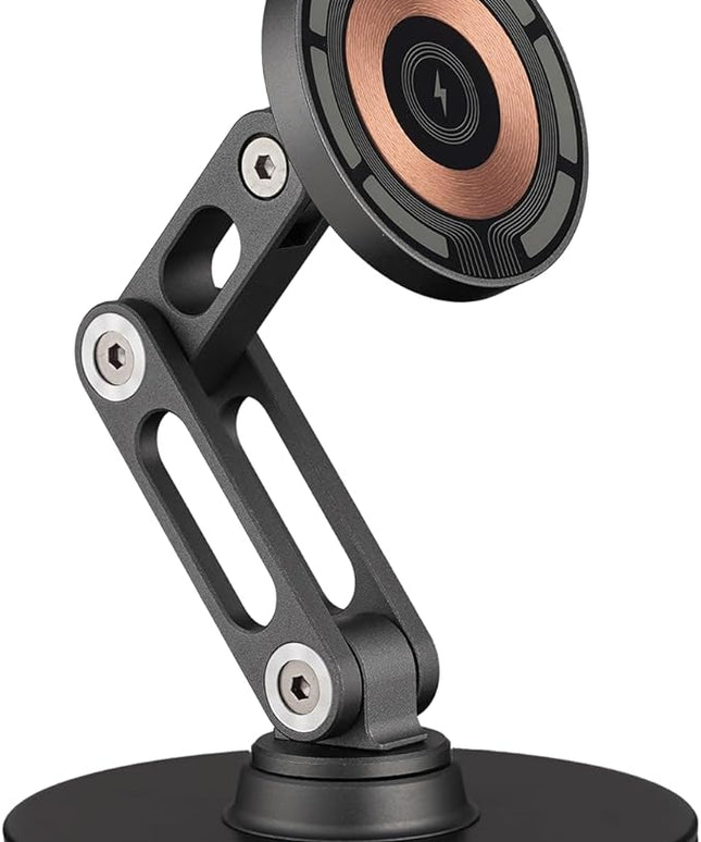 ClikDock Cell Phone Magnetic Wireless Charger Stand, 360° Spin, Aluminum Construction, Compatible with MagSafe Phones for iPhone & Andriod (Space Grey)