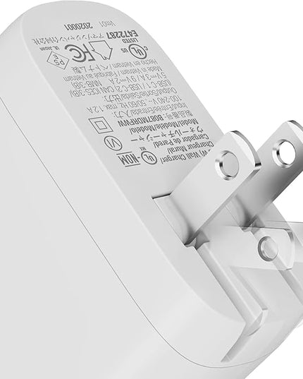 Amazon Basics 36W Dual Port USB-C Wall Charger with Power Delivery, Foldable Plug, for Tablets and Phones, Apple Watch, White, 2.34 x 1.09 x 2.21 in (PD36U-2TNB)