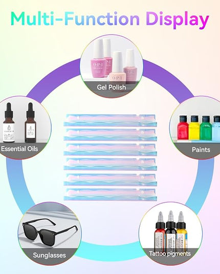 15" Nail Polish Rack Wall Mounted Floating Shelves Acrylic Paints Gel Polish Organizer and Storage with End Caps for Kid Room, Books, Nail Techs, Art Lovers, Great Display Salons, Rainbow