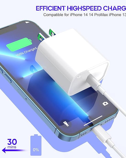 10Foot Fast iPhone Charging Cable,3-Pack Super Fast i Phone Charger USB C Charging Block Wall Charger PD Adapter with 10FT Type C to Lightning Cable Cord for iPhone 14/13/12/11ProMax/XS Max/XS/XR/8/SE