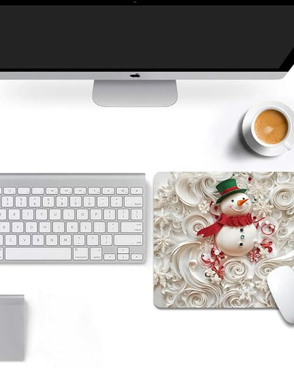 Christmas in The Snow Square Mouse pad, Texture, Waterproof, Anti Slip Rubber Base, Computer Mouse pad, Laptop Mouse pad