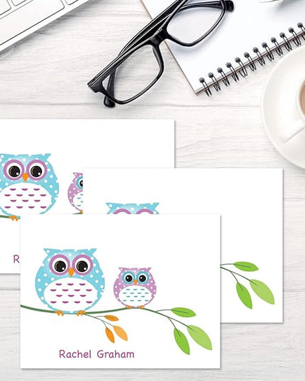 Current Owl Always Love You Personalized Note Cards - 24 Cards with White Envelopes, 4¼ x 5½ Inch Size, Blank Stationery, Add Names or Text, For Thank You Notes, Invitations, & Announcements