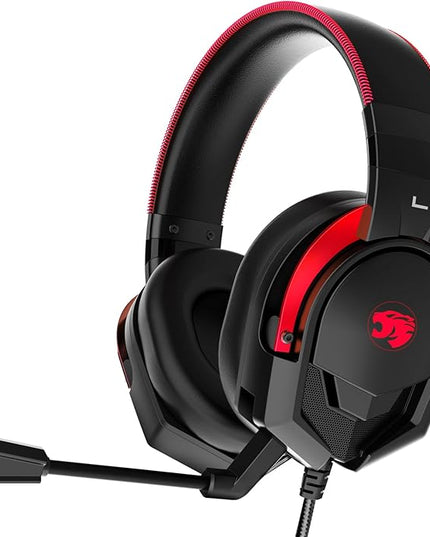 A88 Gaming Headset with Microphone for Pc, Xbox One Series X/s, Ps4, Ps5, Switch, Stereo Wired Noise Cancelling Over-Ear Headphones with Mic, for Computer, Laptop, Mac, Nintendo (Black Red)