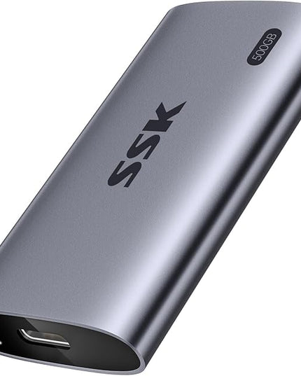 SSK Portable SSD 500GB, up to 2000MB/s External Solid State Drives, USB 3.2 Gen2X2 NVMe SSD External Hard Drive, Ultra Low Power Consumption for iPhone 15/ MacBook/Pro/OTG Phone/Laptops, SD600