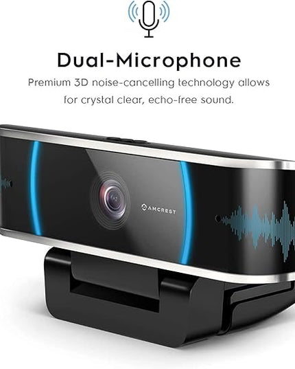 Amcrest 5-Megapixel Webcam with Microphone, Web Cam USB Camera, Computer HD Streaming Webcam for PC Desktop & Laptop w/Mic, Wide Angle Lens & Large Sensor for Superior Low Light (AWC5100)