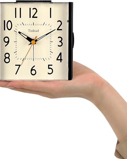 Tinload 4.7" Large Vintage Retro Analog Alarm Clock, Super Silent Non Ticking Clock with Manual Light, Snooze, Battery Operated, Simply Design, for Living Room, Bedroom, Bedside, Desk, Gift Clock