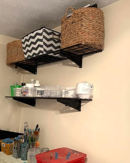 Wallmaster 2-Pack 15x45 Heavy Duty Garage Wall Shelving 45-inch-by-15-inch Wall Mount Garage Storage Rack Floating Shelves Max Load 400lb Black