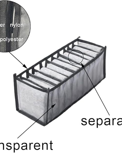 HSLFUAI Pack of 3 Mesh Drawer Organizer Underwear Drawer Organizer Socks Compartment Storage Mesh Clothing Sorting Drawer Divider Organizer(7Grids+7Grids+11Grids)