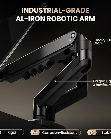 SIAGO Dual Monitor Stand, 15 to 32 Inch Monitor Arm, Adjustable Monitors Mount with C-Clamp and Grommet Installation, Made of Iron and Al, VESA Monitor Stand for Desk - Fits 4.4 to 19.8lbs Monitors
