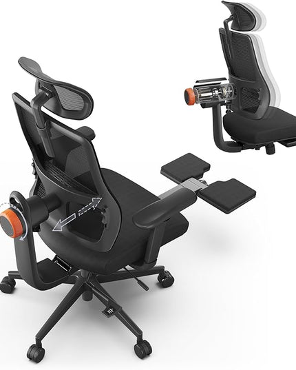 Newtral Ergonomic Office Chair - Home Office Desk Chair with Adaptive Lumbar Support, with Footrest, 4D Armrest, Adjustable Seat Depth & Height