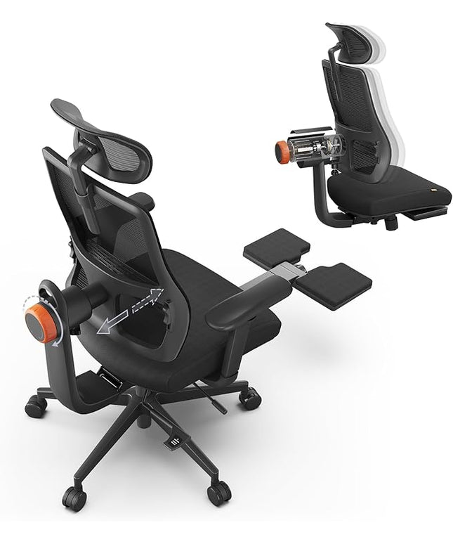 Newtral Ergonomic Office Chair - Home Office Desk Chair with Adaptive Lumbar Support, with Footrest, 4D Armrest, Adjustable Seat Depth & Height