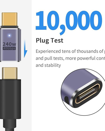 Poyiccot USB C Extender - 240W, 2Pack USB Type C Extension Adapter, 40Gbps USB C Male to Female Adapter for iPad, iMac, MacBook, Thunderbolt