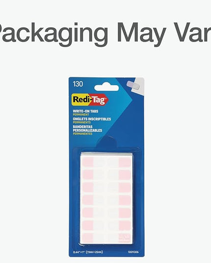 Redi-Tag Write-On Tabs, Permanent Adhesive Index Tabs, Assorted Pastel Colors: Pink, Purple, Blue, Teal, Green, 1" x 7/16", 130 Pack (1009306)