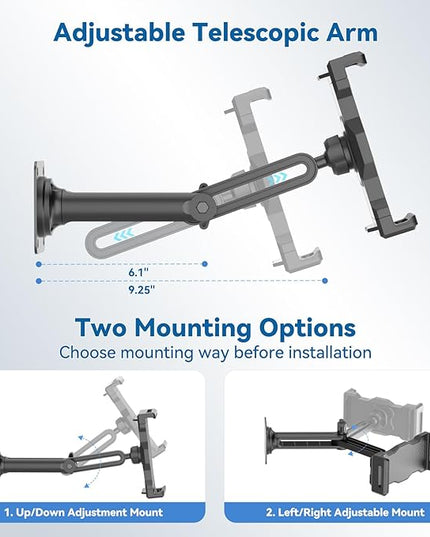 KDD Tablet Wall Mount Holder, Adjustable Extendable Arm iPad Wall Stand with Sturdy Metal Base, 360°Rotating Phone Tablet Bracket Fits iPad Pro Air Mini, Galaxy Tab, All 4.7-13" Phones and Tablets
