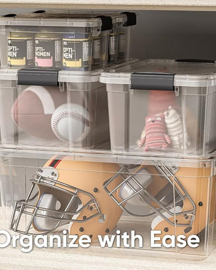 Superio Storage Bins with Lids, Clear Plastic Containers for Organizing, Stackable Totes, BPA Free, Odor Free, Organizer Boxes for Home, and Dorm (6 Pack, 22.75 Qt)