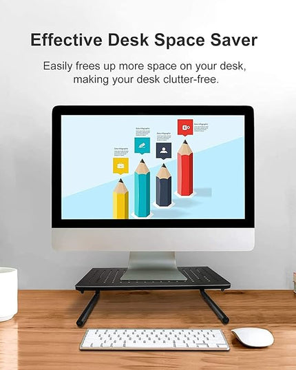 suptek Monitor Stand Riser for Computer,Laptop,Printer, Notebook and All Flat Screen Display with Vented Metal Platform and 4 Inches Height Underneath Storage (MST004)