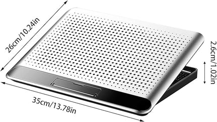 Adjustable Laptop Fan Stand, 35x26x2.3cm Aluminum Alloy Quiet Cooler Riser, Computer, Laptop, Keyboard, Phone, Tablet, Book, Desk, Home, Dorm, Office