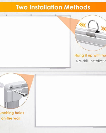 Maxtek White Board Dry Erase 72 x 48, Magnetic Dry Erase Whiteboard for Wall 6' x 4' Wall-Mounted Aluminum Frame Versatile Presentation Marker Board with a Long Pen Tray for Classroom, Office & Home