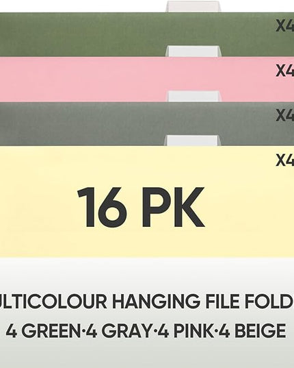 BALEINE 16PK Hanging File Folders, Letter Size Hanging Folders with 1/5-Cut Tabs for Filing Cabinets, File Boxes (16PK, Letter Size)