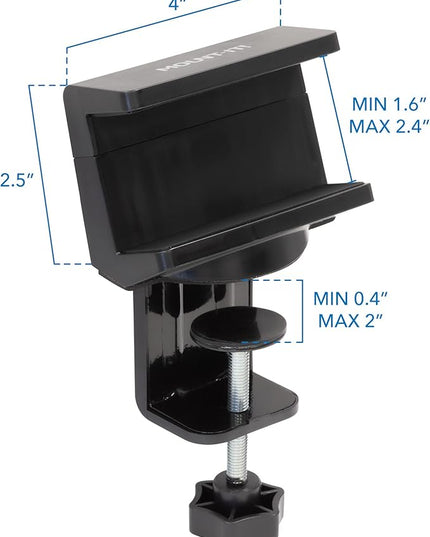 Mount-It! Power Strip Holder Clamp Desk Mount with Included Surge Protector | Black Desktop Power Outlet with 3 USB Ports and 3 AC Power Outlets | Adjustable Power Strip Clamp Mount