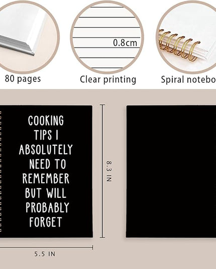 LIANGW Funny Baking Gifts Spiral Notebook Journal, Recipe Notebook Journal for Writing, Gifts for Bakers Cookie Lovers Cooks Dish, 5.5x8.3 Inch