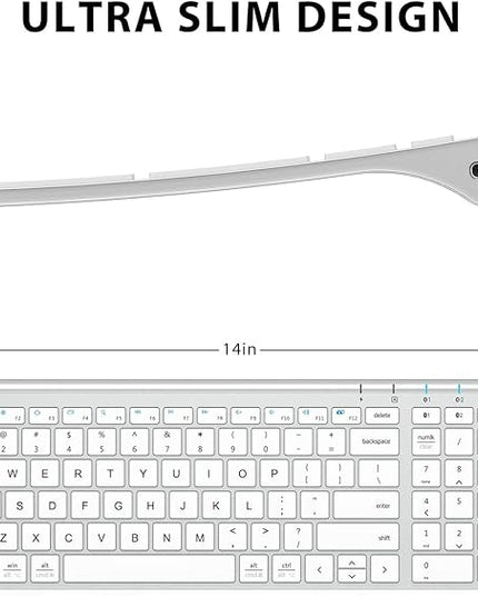 iClever BK10 Bluetooth Keyboard, Universal Bluetooth 5.1 Wireless Keyboard with Number Pad, Ergonomic Design, Multi-Device Compatibility, Stable Connection for Mac, iPad, iPhone, Android, Windows