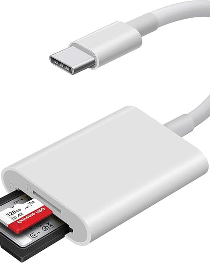 USB C SD Card Reader, WNXSLOAD SD Card Adapter with SD MicroSD Dual Slots for iPhone 15 16 iPad Mac MacBook Laptop, USB-C/TypeC High-Speed Trail Camera Memory Card Reader, Plug & Play - 2 Slots