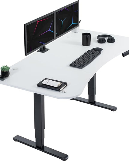 VIVO Electric 63 x 32 in Dual Motor Standing Desk, Memory Height Adjustment, 2B Series, White Top Black Frame, DESK-KIT-2B1W